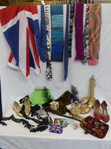 A box of mostly 70s and 80s fashion and accessories.: A box of mostly 70s and 80s fashion and accessories.