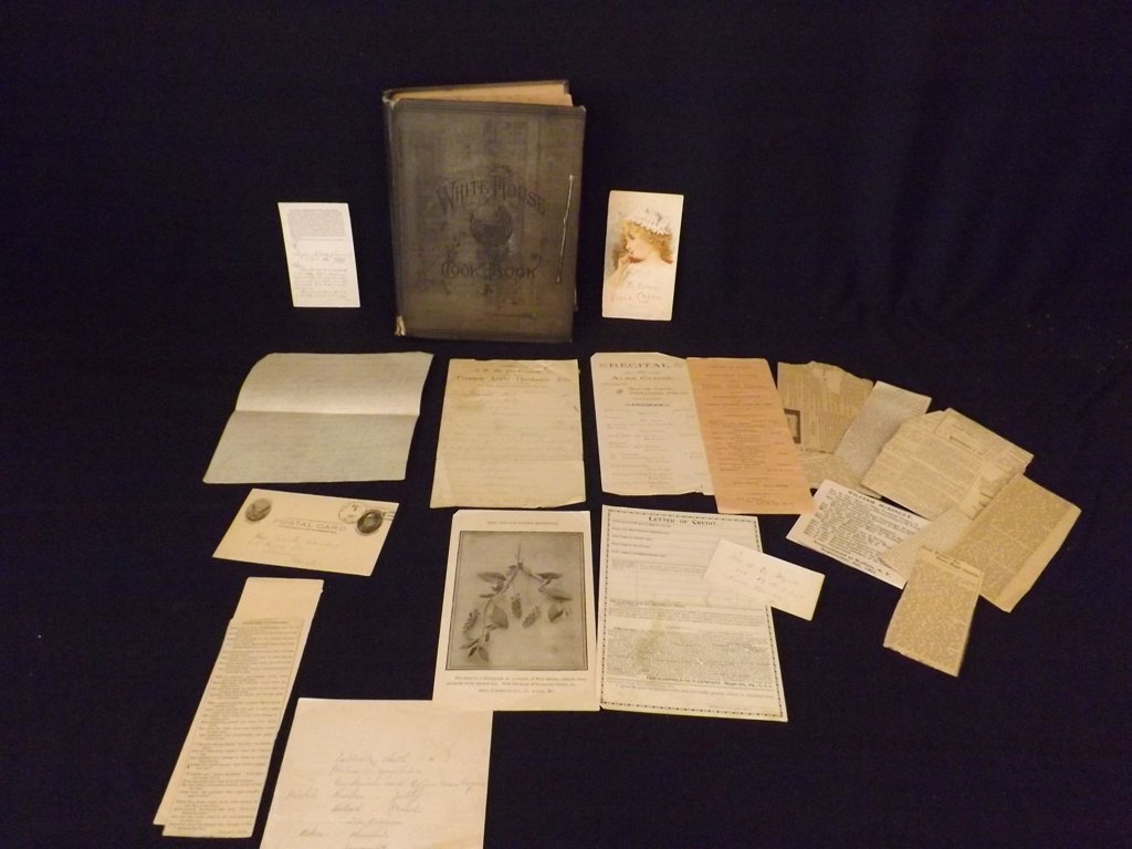 The White House Cook Book 1889: The book also held old hand written recipes, post card, and dated newspaper articles by it's original owner.