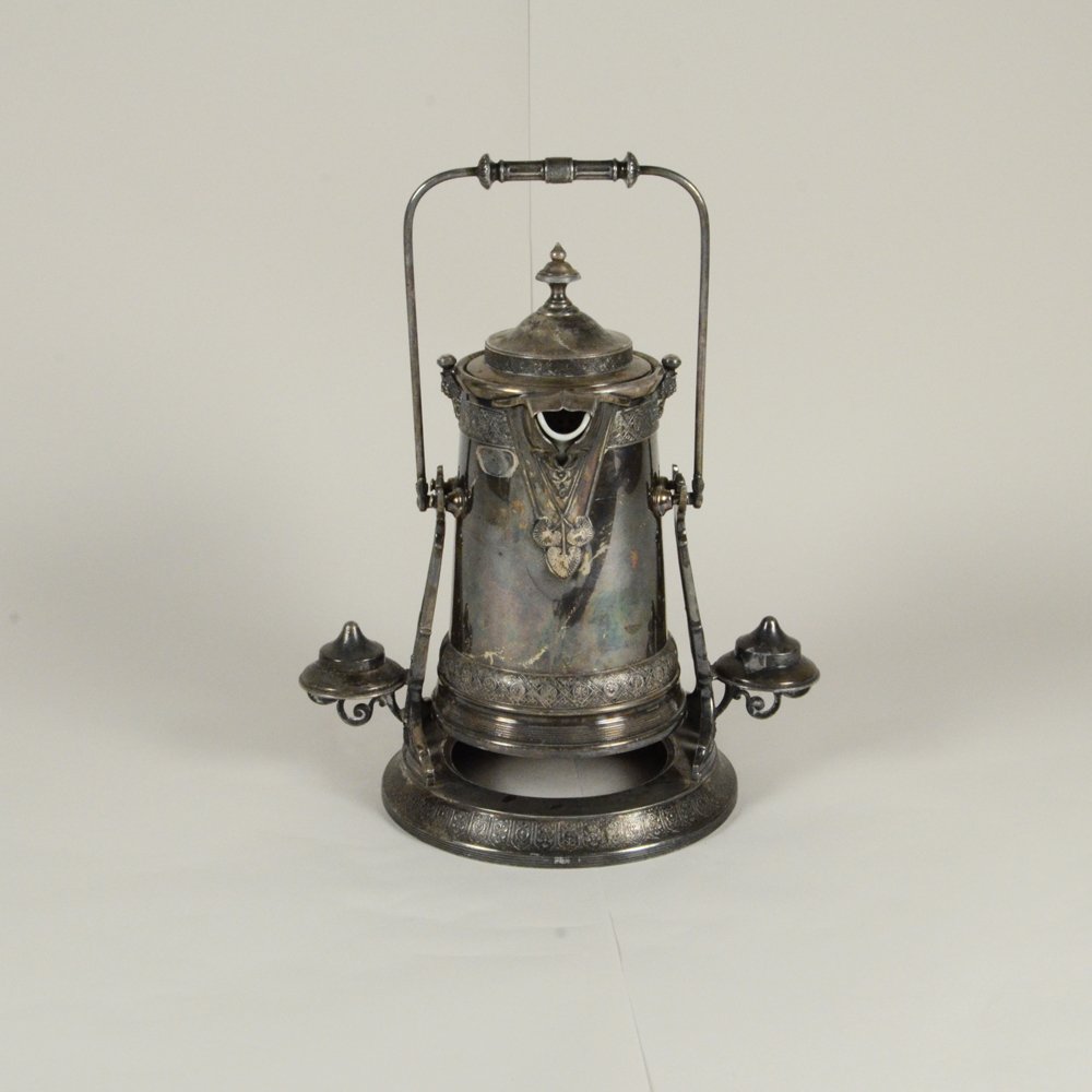 112 ANTIQUE SILVER PLATED COFFEE POT ON TILT STAND Mar 02, 2013