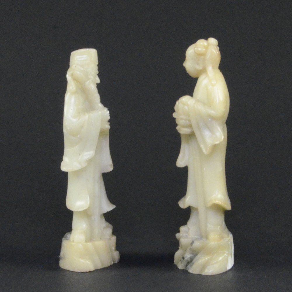 TWO CARVED SOAPSTONE FIGURES - 2