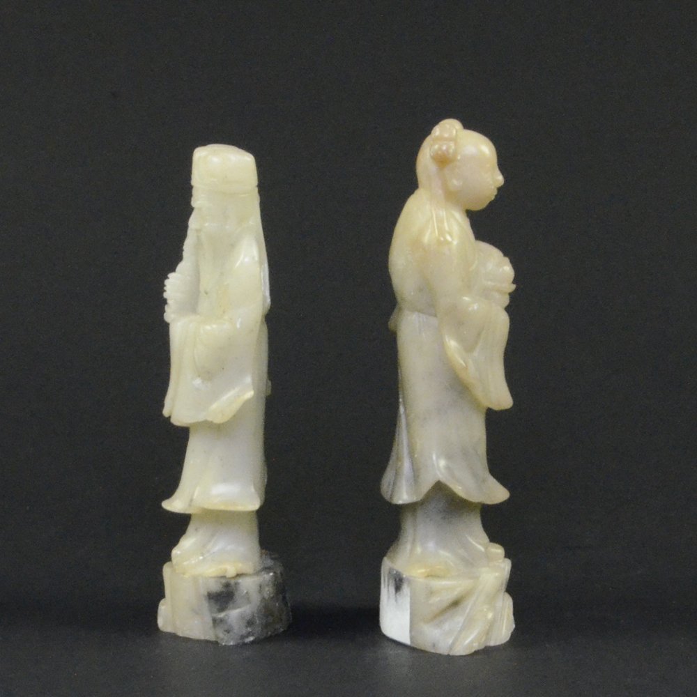 TWO CARVED SOAPSTONE FIGURES - 3