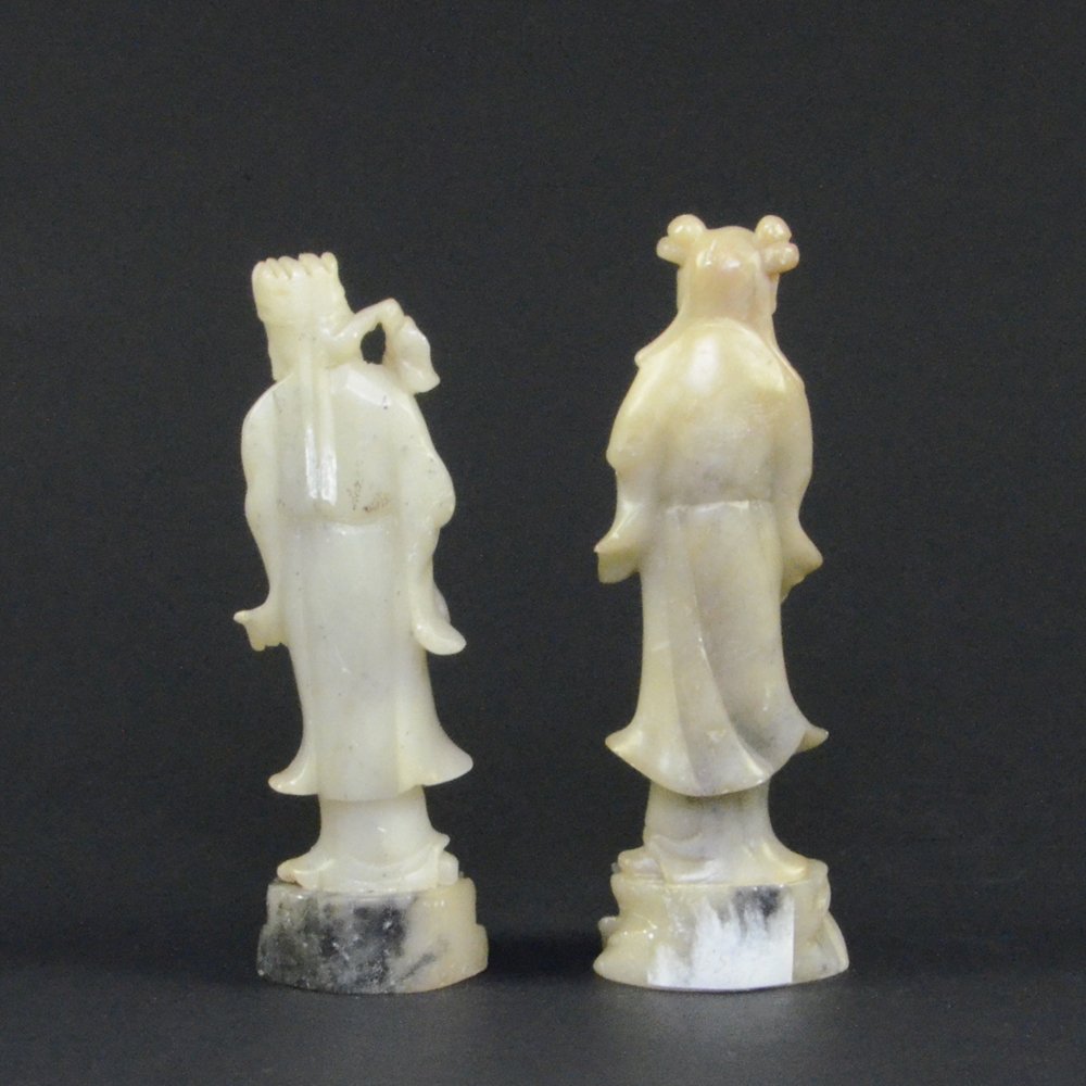 TWO CARVED SOAPSTONE FIGURES - 4