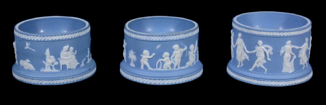 A pair of Wedgwood pale-blue dip jasper salt cellars, (1 of 6)