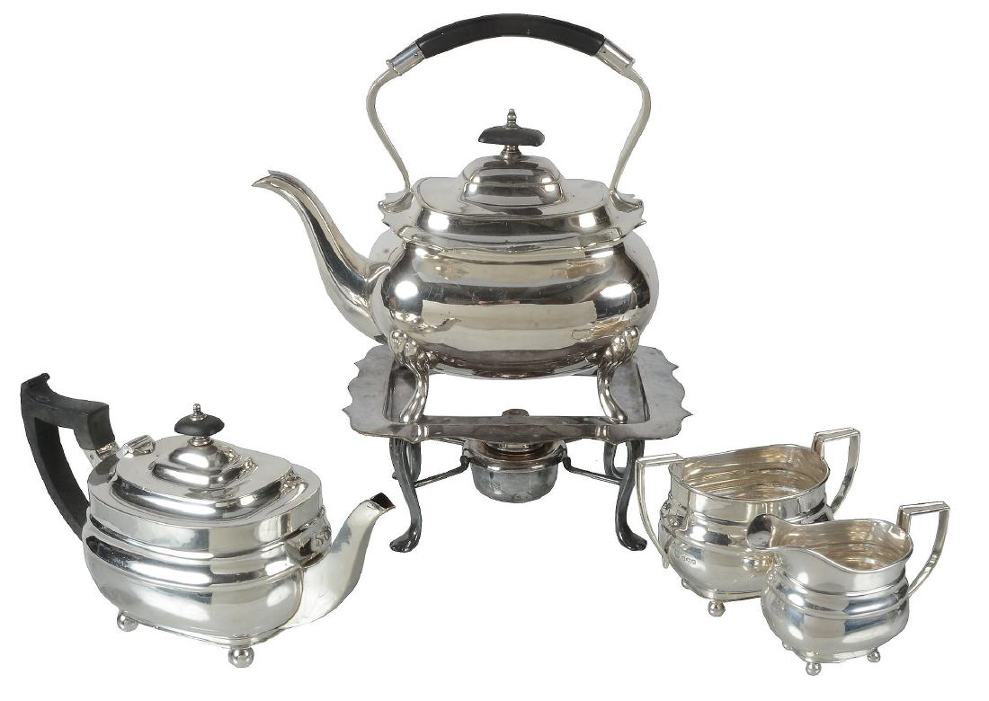 A matched silver three piece oblong tea service (1 of 1)