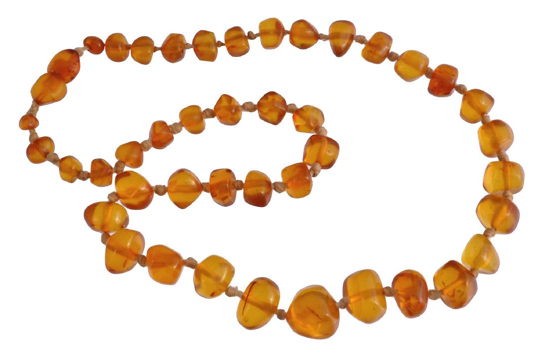 An amber bead necklace, composed of forty two graduated (1 of 1)