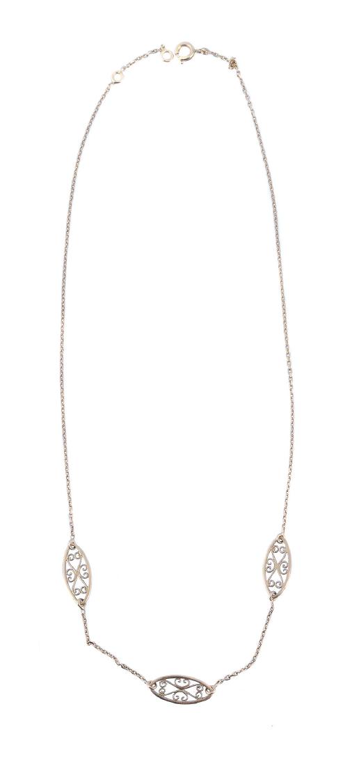 A French gold necklace, the belcher link chain set with (1 of 1)