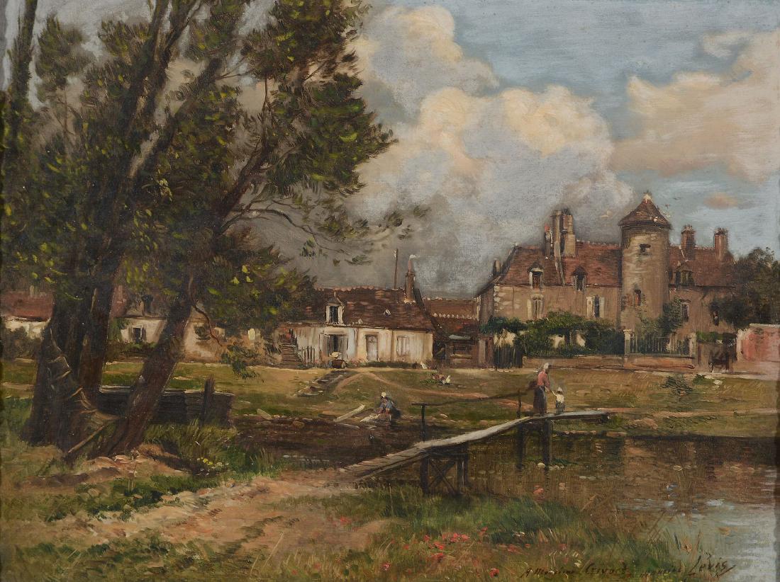 Maurice Levis (French 1860-1940) - A French river: Oil on board Signed and indistinctly inscribed, lower right 27 x 34.5cm (10 5/8 x 13 1/2in.) Provenance: with M. Newman, London (label affixed verso)