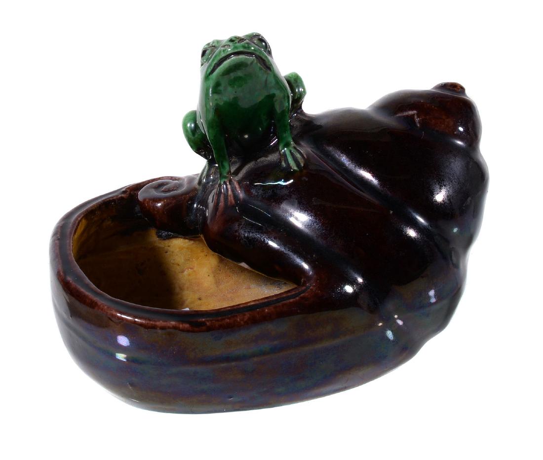 A Chinese stoneware 'frog and snail' brush washer (1 of 5)