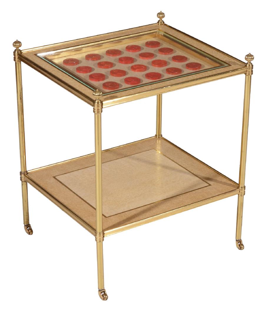 A brass two tier side table, 20th century (1 of 2)