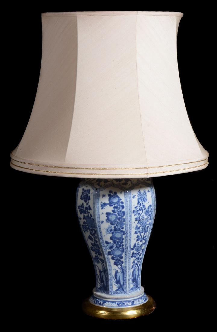 A Chinese underglaze blue vase, Kangxi, of octagonal (1 of 2)