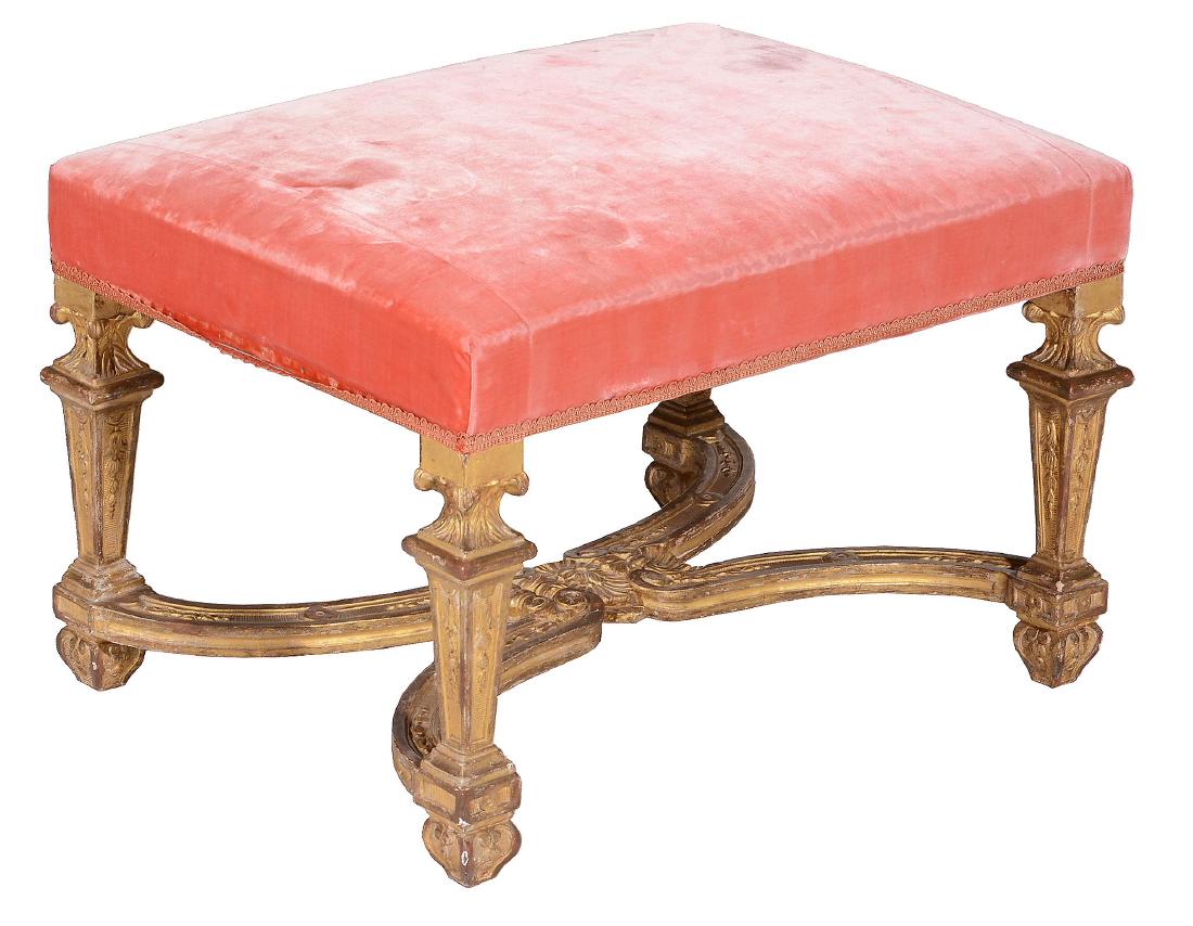 A French carved giltwood stool , circa 1740 (1 of 1)