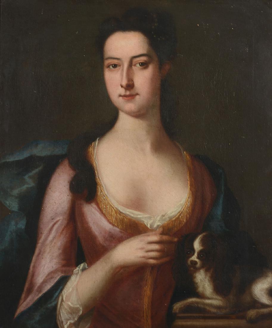 British School (18th century) - A lady with a spaniel (1 of 3)