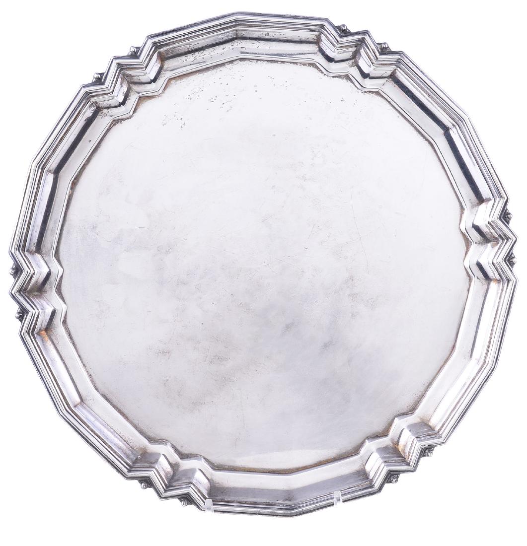 An Art Deco silver shaped circular salver by Mappin & (1 of 1)