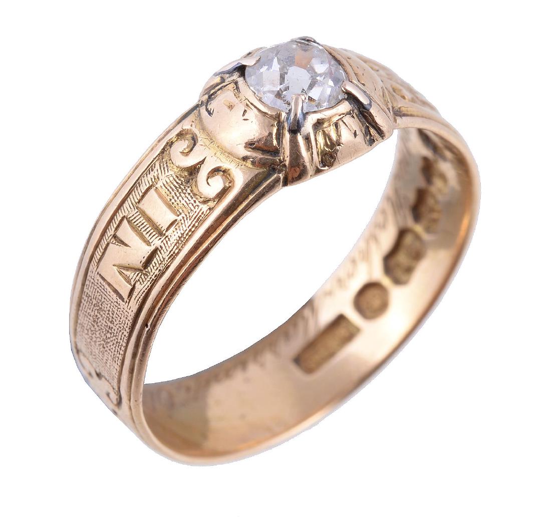 A late George III 18 carat gold diamond mourning ring (1 of 1)