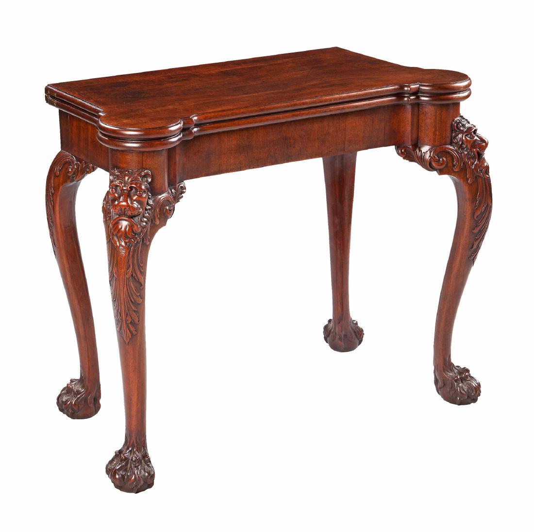 A George II style mahogany card table , the shaped top (1 of 2)