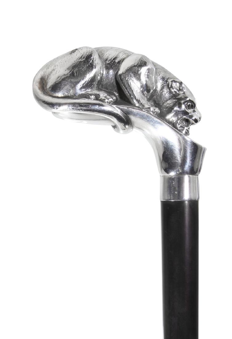 A silver mounted walking stick, maker's mark KC