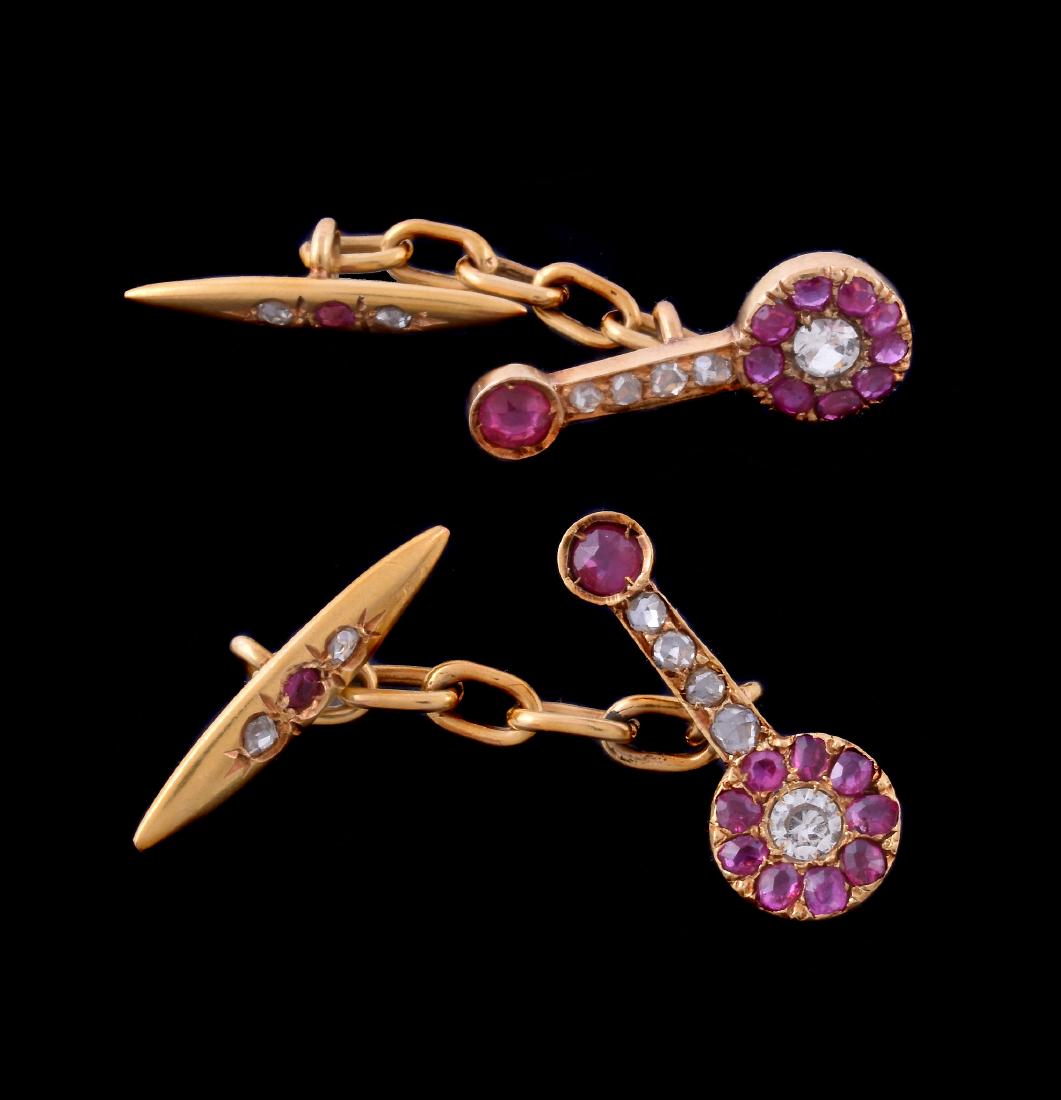 A pair of diamond, ruby and white sapphire cufflinks (1 of 1)