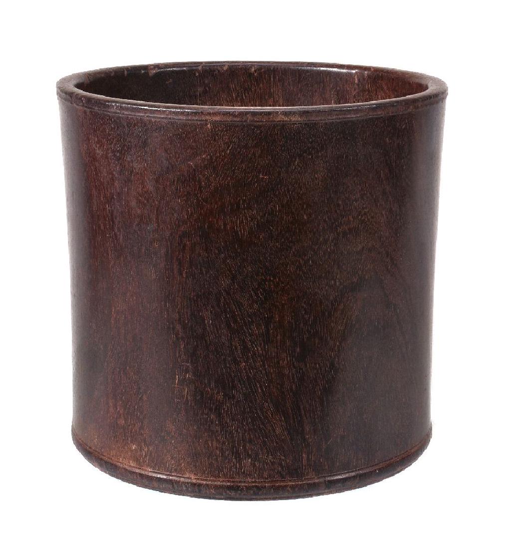 A large Chinese hardwood brush pot (1 of 3)