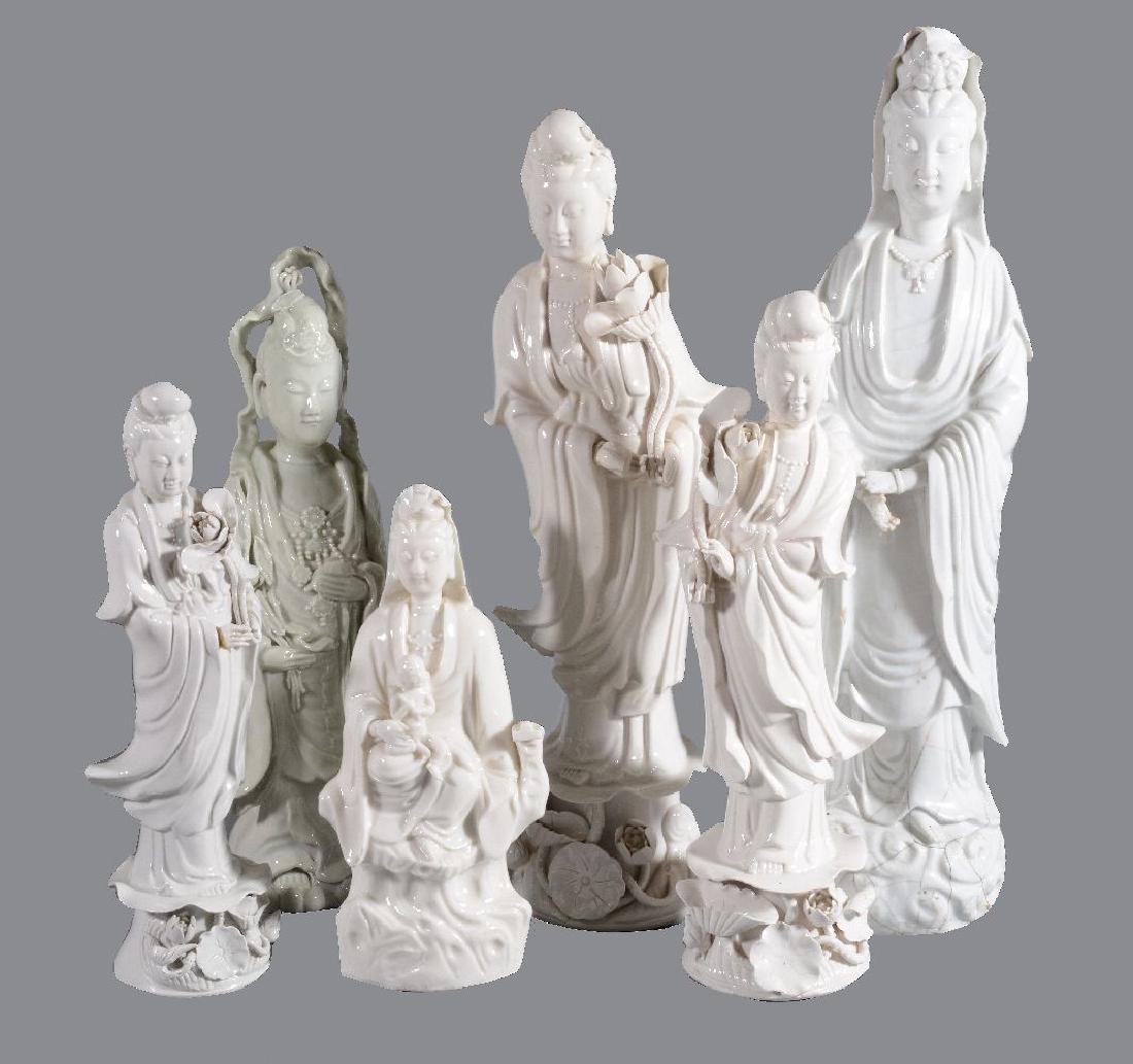 A Chinese Dehua figure of Guanyin and child (1 of 4)