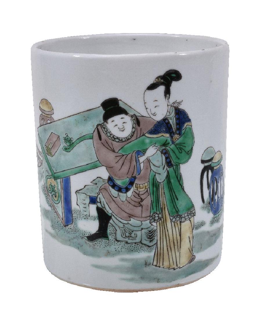 A Chinese Famille Verte brush vase (1 of 3)