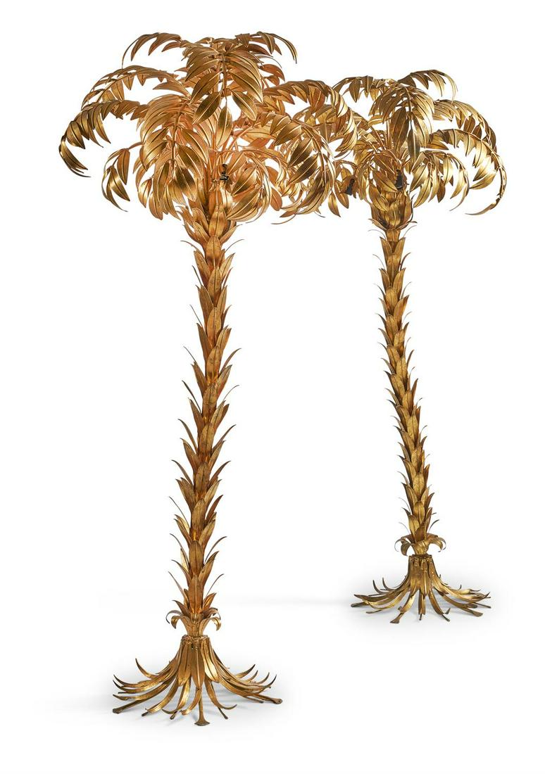 A PAIR OF LARGE BRASS PALMIER LAMPS, ATTRIBUTED TO (1 of 1)