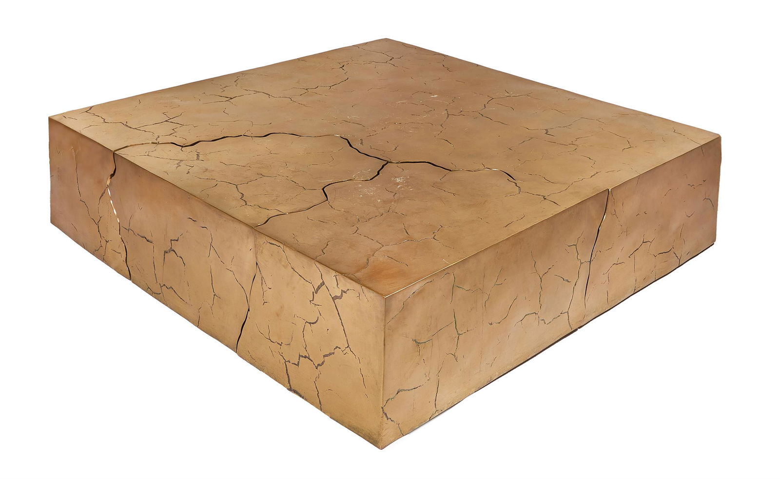 FRAGMENTED CRACK COFFEE TABLE, BY BASED UPON: FRAGMENTED CRACK COFFEE TABLE, 2012BY BASED UPON LTD (ESTABLISHED 2004) Bronze three piece coffee table 36.5cm high, 146.5cm wide, 146.6cm deepTo dance while others are still and to be still white oth