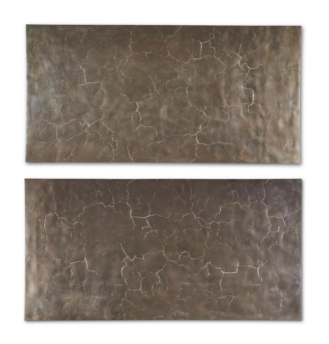 A PAIR OF RECTANGULAR BRONZE WALL LIGHTS, BASED UPON: A PAIR OF RECTANGULAR BRONZE WALL LIGHTSBASED UPON LTD (ESTABLISHED 2004) Polished Bronze. Each textured taking inspiration from the landscape 1