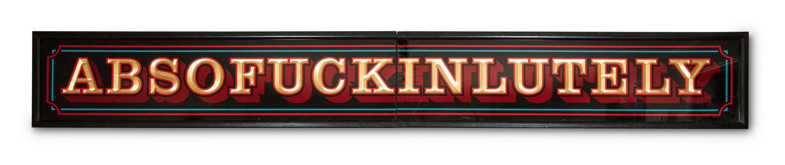 λ RYAN CALLANAN AKA. RYCA (BRITISH B. 1981),: λ RYAN CALLANAN AKA. RYCA (BRITISH B. 1981)ABSOFUCKINGLUTELY, 2016 Wood, glass, resin and gold leafSigned, dated and inscribed verso 64 x 456cm (25 x 179½ in.)Ryan Callanan, also known as RYCA,