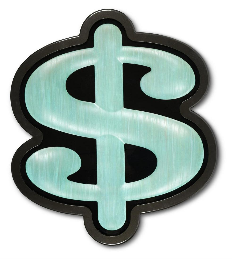 λ RYAN CALLANAN AKA. RYCA (BRITISH B.1981), BIG: λ RYAN CALLANAN AKA. RYCA (BRITISH B.1981)BIG MONEY (DOLLAR SIGN) 2017Wood, glass, fibre glass and resin Signed in pen, numbered 1/1, dated in roman numerals and inscribed Dollar Patina verso 112