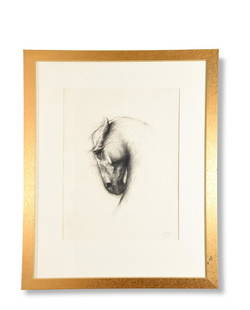 λ NIC FIDDIAN-GREEN (BRITISH B.1963), HORSE HEAD: λ NIC FIDDIAN-GREEN (BRITISH B.1963)HORSE HEAD STUDY FOR A SCULPTUREBlack chalkSigned with initials and dated 2008 (lower right) 71 x 56cm (27¾ x 22 in.) λ indicates that this lot may be su
