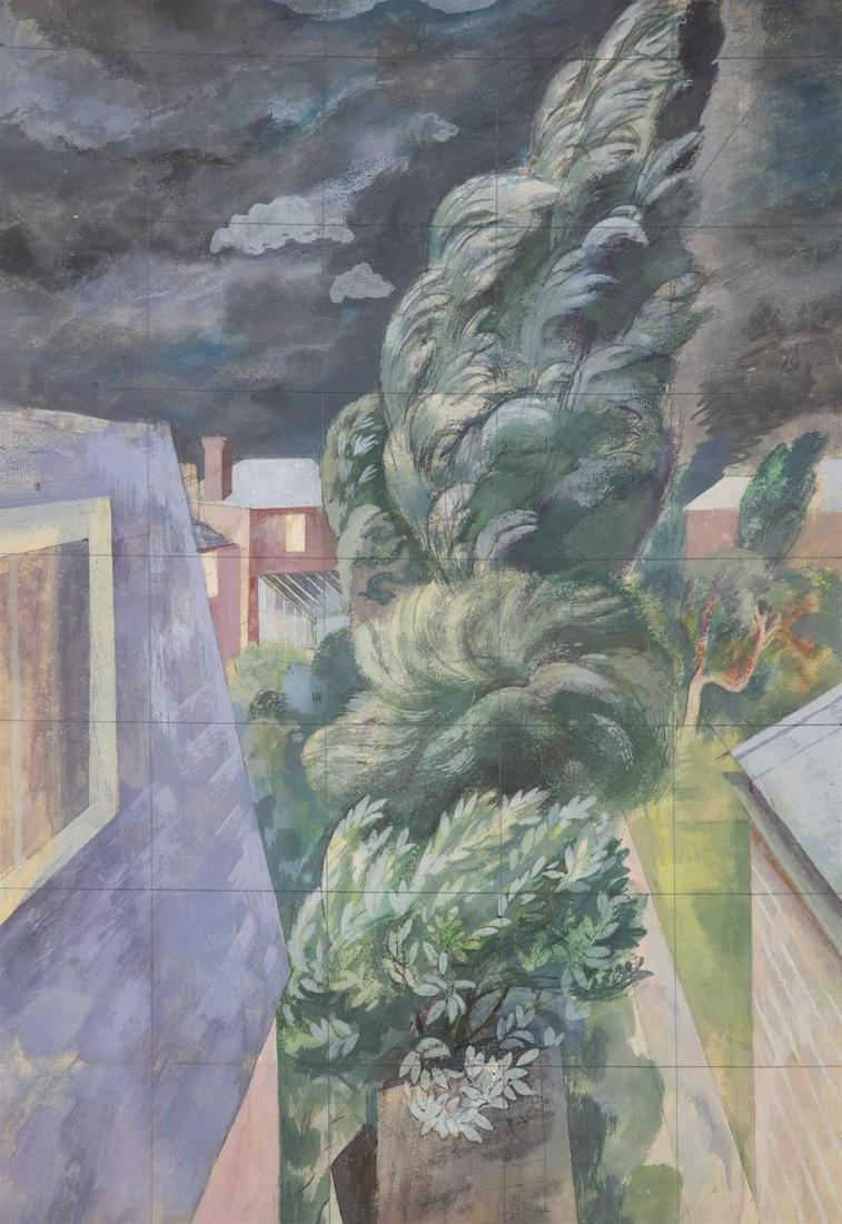 λ Reginald Brill (British 1902-1974), Sketch for: λ Reginald Brill (British 1902-1974)Sketch for NightmareWatercolour, gouache and pencil, squared for transfer56 x 37.5cm (22 x 14¾ in.)UnframedExhibited:Heritage Museum, No. H92