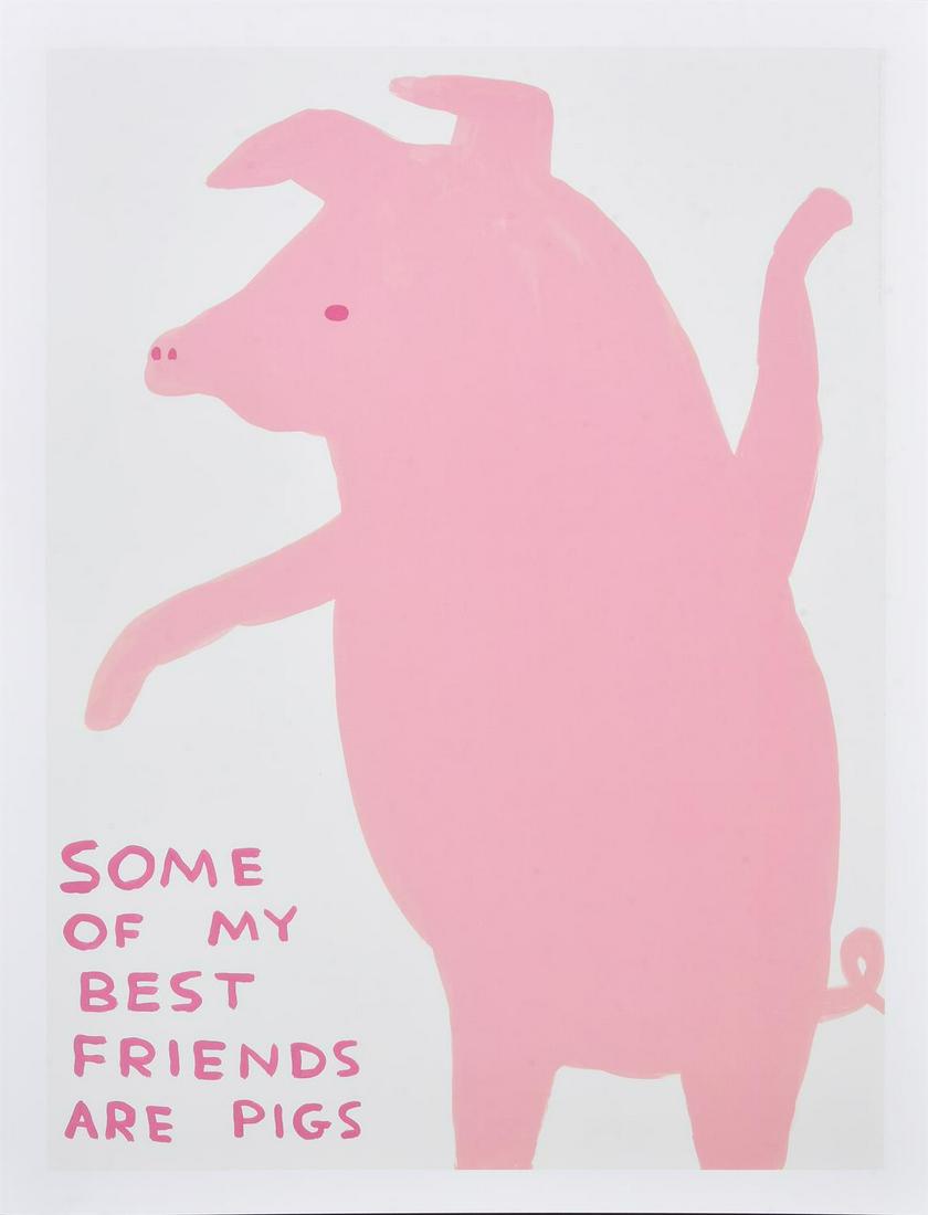 λ David Shrigley (British b. 1968), Animal Series: λ David Shrigley (British b. 1968)Animal Series (Some Of My Best Friends Are Pigs; I Will Not Fight; He Will Only Eat Squid Ink Pasta;You Are Too Close Please Move Back)Offset lithographs printed