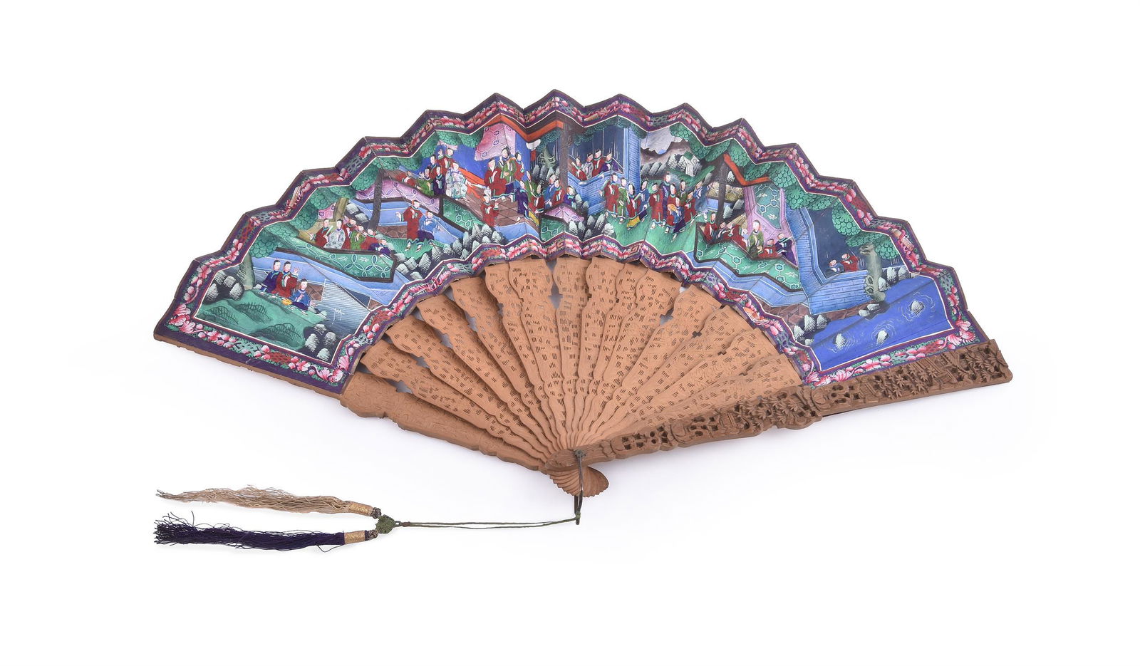 A Chinese painted 'Mandarin' fan (1 of 4)