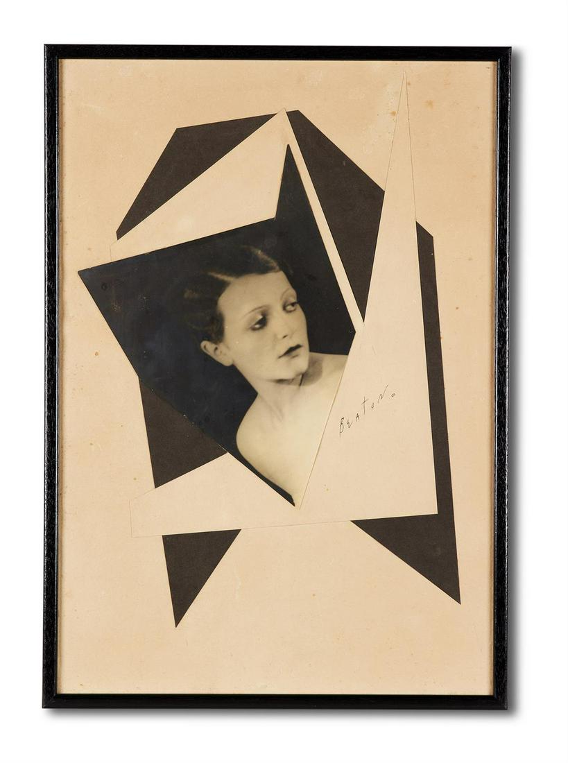 λ CECIL BEATON (BRITISH 1904-1980), GEORGIA: λ CECIL BEATON, (BRITISH, 1904 - 1980), Georgia Sitwell, circa. 1927. Two photographs. comprises: the first photograph - a bromide print, cut into an art-deco collage design on cream card, signed