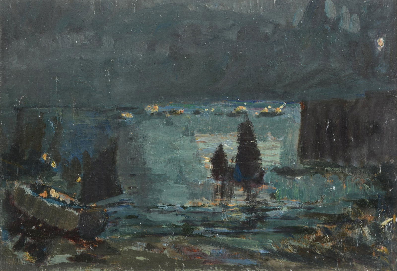 λ John Anthony Park (British 1880-1962)Night fishing at St Ives Oil on board21.5 x 31.5cm: λ John Anthony Park (British 1880-1962)Night fishing at St Ives Oil on board21.5 x 31.5cm (8¼ x 12¼ in.)Painted circa 1930.Provenance:Sale, Sotheby's, London, 30 September 1998, lot 50