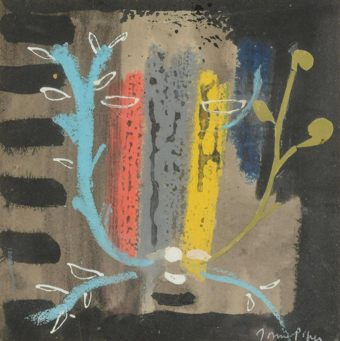 λ John Piper (British 1909-1992)Foliate Head (from screen Wessex Hotel, Winchester)Watercolour: λ John Piper (British 1909-1992)Foliate Head (from screen Wessex Hotel, Winchester)Watercolour and gouacheSigned (lower right)20 x 20cm (7¾ x 7¾ in.)Executed in the mid-1950s. Provenanc