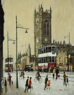 λ Arthur Delaney (British 1927-1987)Manchester CathedralOil on boardSigned (lower right)47 x: λ Arthur Delaney (British 1927-1987)Manchester CathedralOil on boardSigned (lower right)47 x 37cm (18½ x 14½ in.)Provenance:The Selwyn Demmy Collection λ indicates that this lot ma