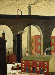 λ Arthur Delaney (British 1927-1987)Stockport ViaductOil on boardSigned (lower left)28 x 20cm: λ Arthur Delaney (British 1927-1987)Stockport ViaductOil on boardSigned (lower left)28 x 20cm (11 x 7¾ in.)Provenance:The Selwyn Demmy Collection λ indicates that this lot may be subjec