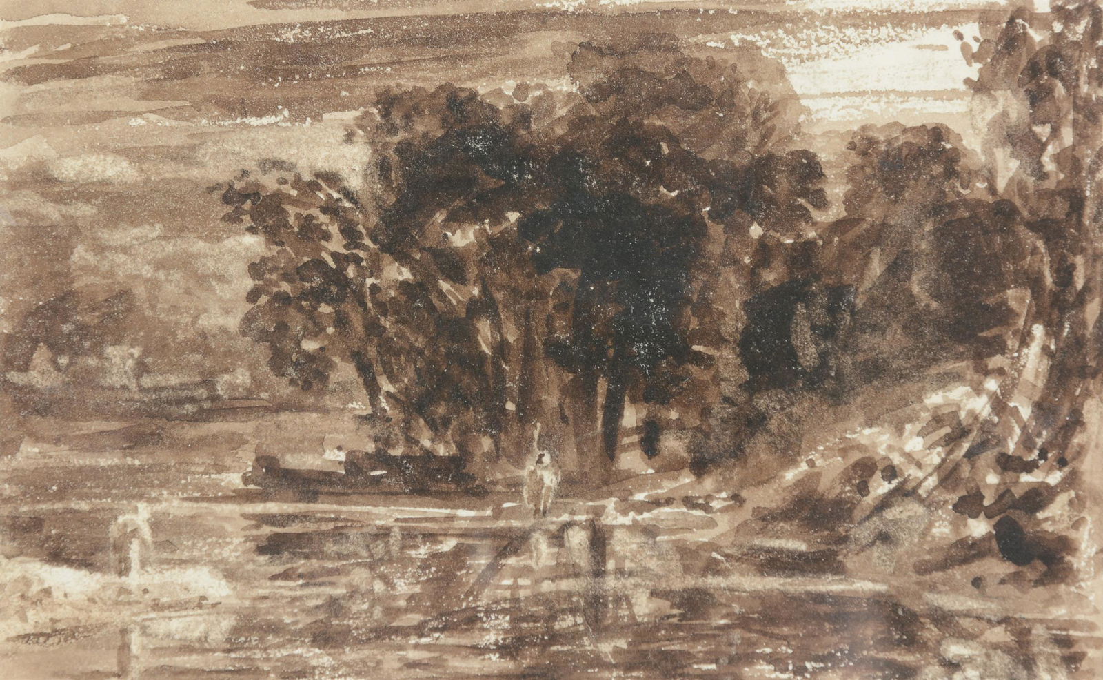 JOHN VARLEY SNR. (BRITISH 1778-1842), THREE MONOCHROME LANDSCAPE STUDIES Pencil: JOHN VARLEY SNR. (BRITISH 1778-1842)THREE MONOCHROME LANDSCAPE STUDIES Pencil, pen and ink and monochrome wash 10 x 14cm (3¾ x 5½ in.)Provenance:Thomas Agnew & Sons, London