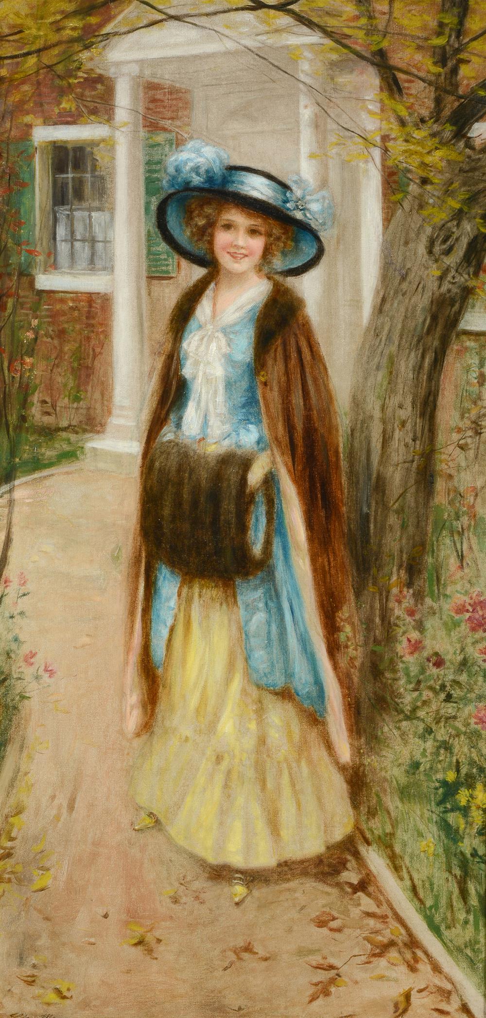 LEON MORAN (AMERICAN 1864-1941), THE GLOW OF AUTUMN: LEON MORAN (AMERICAN 1864-1941)THE GLOW OF AUTUMN Oil on canvasSigned (lower left)89.5 x 44cm (35 x 17¼ in.)