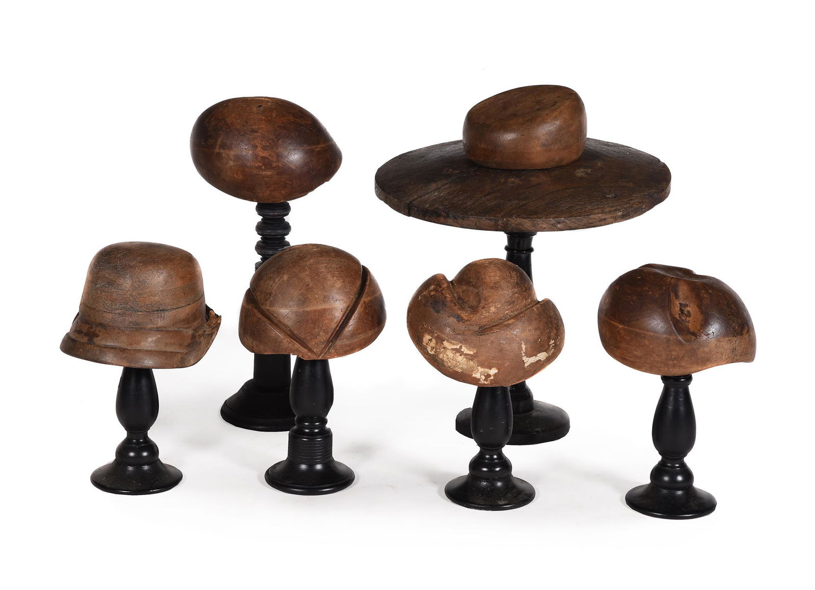 A GROUP OF SIX MILLINER'S HAT BLOCKS, LATE 19TH/EARLY 20TH CENTURY (1 of 3)