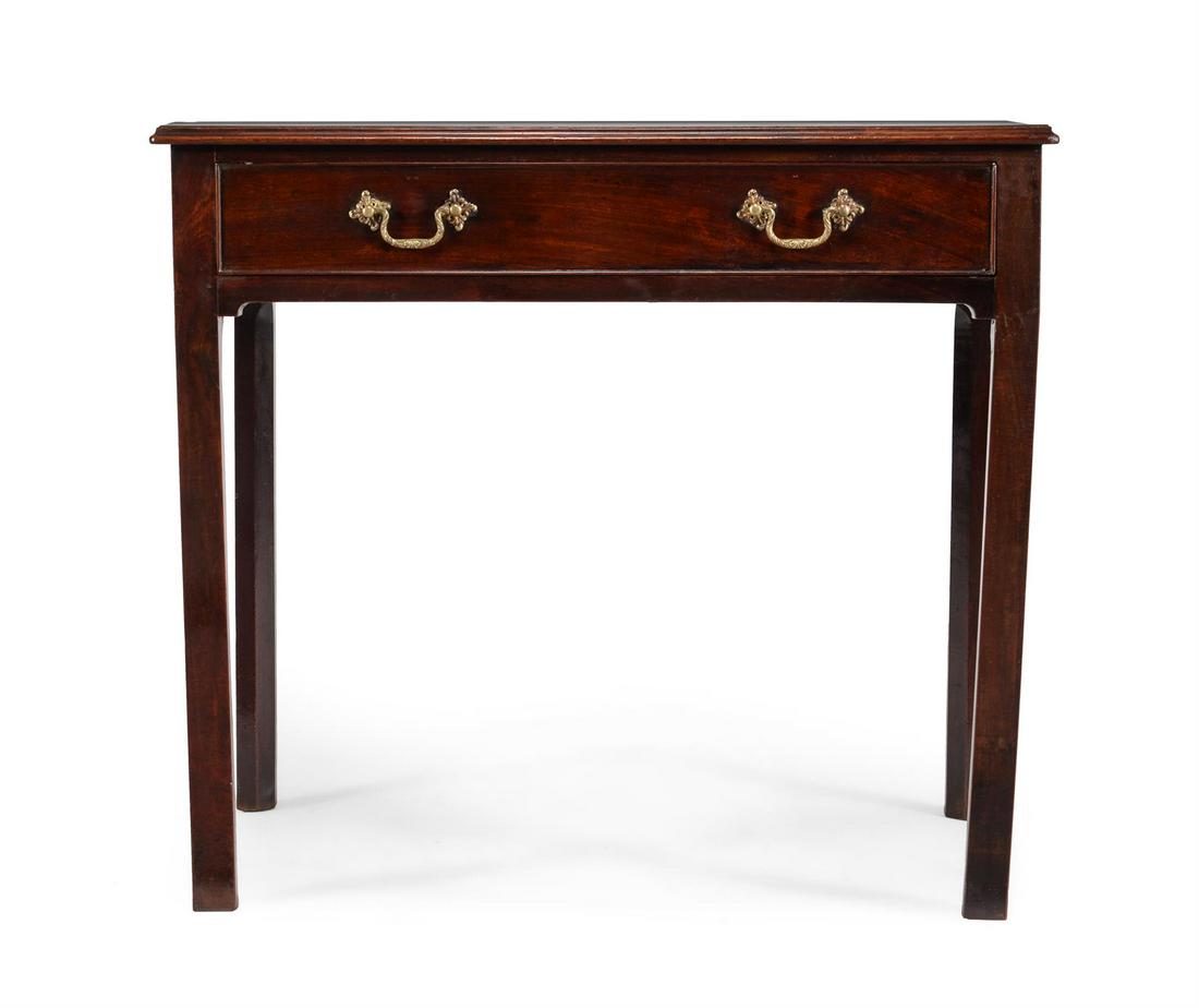 A GEORGE III MAHOGANY SIDE TABLE, IN THE MANNER OF THOMAS CHIPPENDALE, CIRCA 1780: A GEORGE III MAHOGANY SIDE TABLEIN THE MANNER OF THOMAS CHIPPENDALE, CIRCA 178071cm high, 80cm wide, 50cm deep