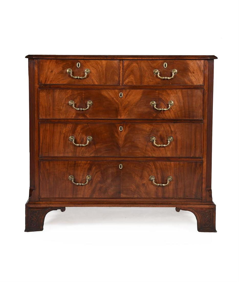 A GEORGE III MAHOGANY CHEST OF DRAWERS, CIRCA 1770: A GEORGE III MAHOGANY CHEST OF DRAWERSIN THE MANNER OF THOMAS CHIPPENDALE, CIRCA 1770102.5cm high, 111cm wide, 54cm deep