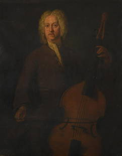 FOLLOWER OF GEORGE KNAPTON, PORTRAIT OF A CELLIST: FOLLOWER OF GEORGE KNAPTONPORTRAIT OF A CELLIST, THREE-QUARTER LENGTH Oil on canvas125 x 100cm (49 x 39¼ in.)Provenance:The Wodehouse, Wombourne, Staffordshire