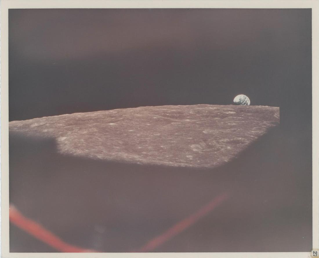 Planet Earth rises above the lunar horizon (third Earthrise), Apollo 8, 21-27 December 1968 (1 of 2)