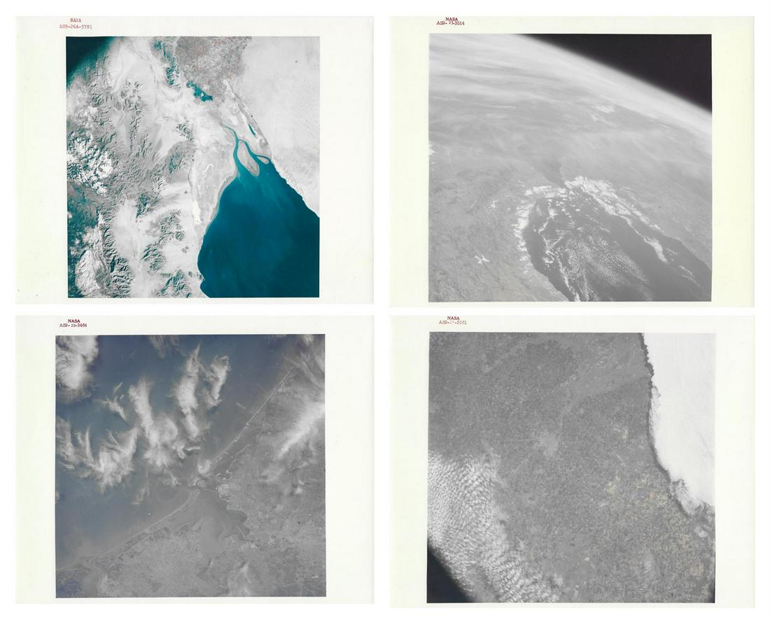 Earth from space (4 views), Apollo 9, 3-13 Mar 1969: David Scott, James McDivitt or Russell Schweickart Four views of Earth from space including Colorado Delta, Mexico (3781), Houston, Texas (3464), Straits of Gibraltar, Spain and Morocco (3514) and Lub
