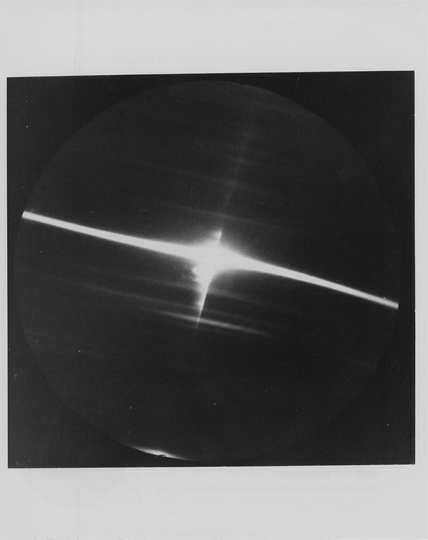 A lunar view of Earth taken with the astronomy camera, Apollo 16, 16-27 April 1972, EVA 1 (1 of 2)