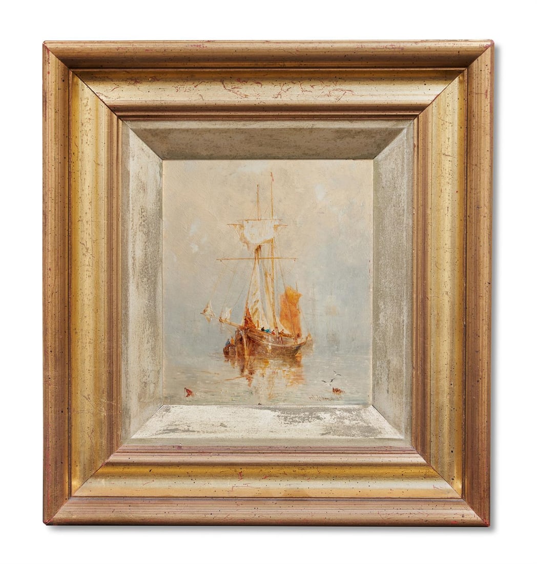 WILLIAM JOSEPH JULIUS CAESAR BOND (ENGLISH 1833-1926), BOATS AT ANCHOR (1 of 3)