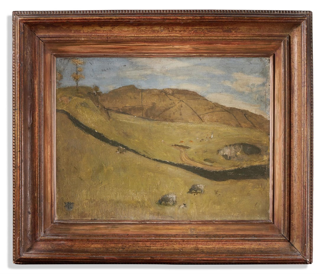 WILLIAM NICHOLSON (BRITISH 1872-1949), FELLS: WILLIAM NICHOLSON (BRITISH 1872-1949) FELLS, AMBLESIDE Oil on panel Signed with monogram (lower left)35 x 46cm (13¾ x 18 in.)Painted in 1942. Provenance:The Leicester Galleries, London Roland Bro