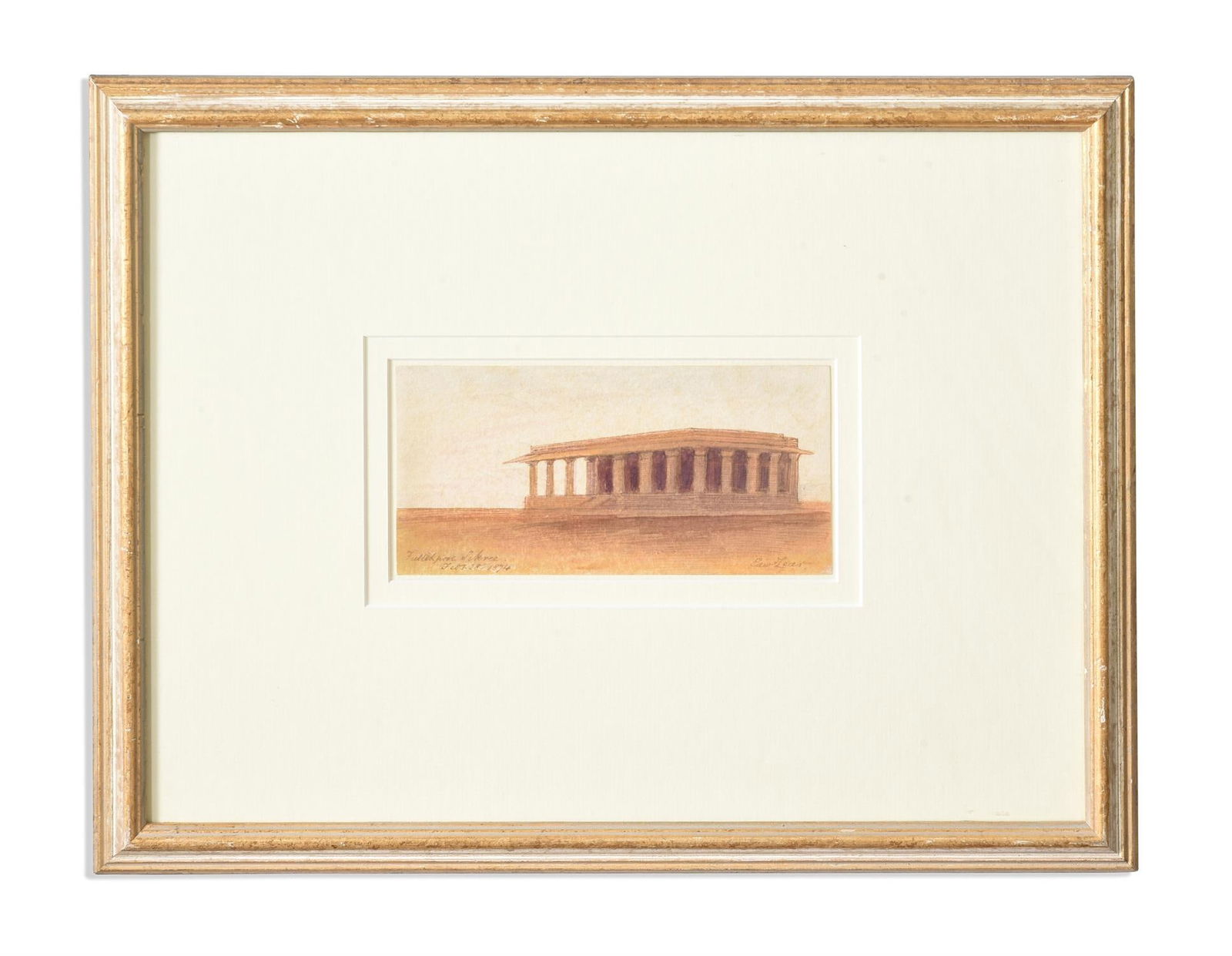 EDWARD LEAR (ENGLISH 1812-1888), VIEW AT FATEHPUR: EDWARD LEAR (ENGLISH 1812-1888) VIEW AT FATEHPUR, SIKRI, INDIA Pen, ink, and watercolourInscribed and dated 'Fattehpore. Sikree. Feby.28.1874' (lower left), signed (lower right)8.5 x 17.5cm (3¼ x